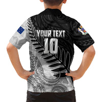 Personalized New Zealand Football Family Matching Summer Maxi Dress and Hawaiian Shirt Kiwi Mascot with Silver Fern - Maori Tribal Tattoo Art