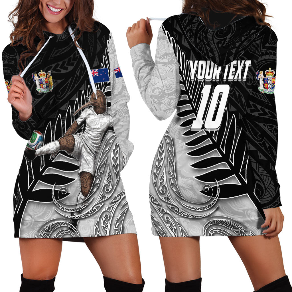 Personalized New Zealand Football Hoodie Dress Kiwi Mascot with Silver Fern - Maori Tribal Tattoo Art