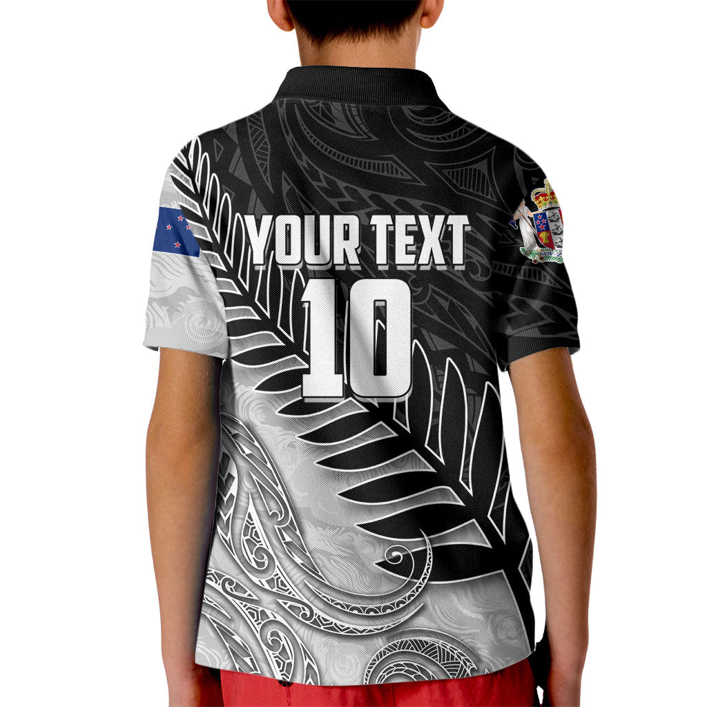 Personalized New Zealand Football Kid Polo Shirt Kiwi Mascot with Silver Fern - Maori Tribal Tattoo Art