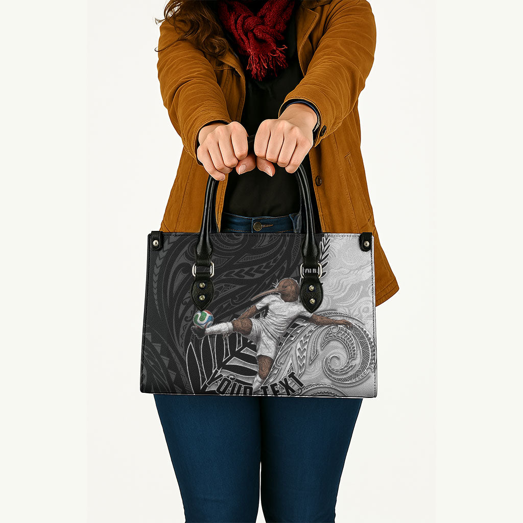 Personalized New Zealand Football Leather Bag Kiwi Mascot with Silver Fern - Maori Tribal Tattoo Art