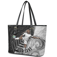 Personalized New Zealand Football Leather Tote Bag Kiwi Mascot with Silver Fern - Maori Tribal Tattoo Art