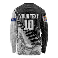 Personalized New Zealand Football Long Sleeve Shirt Kiwi Mascot with Silver Fern - Maori Tribal Tattoo Art
