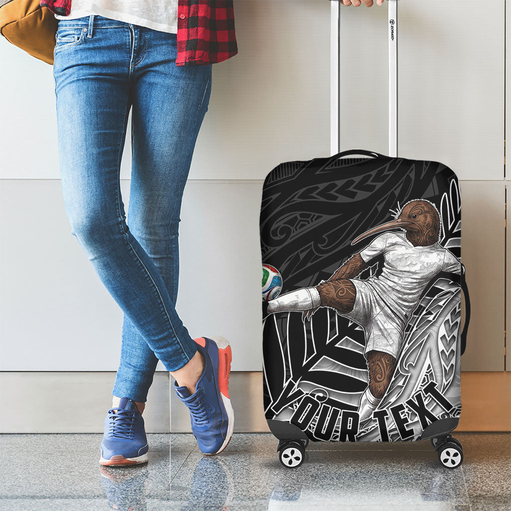 Personalized New Zealand Football Luggage Cover Kiwi Mascot with Silver Fern - Maori Tribal Tattoo Art