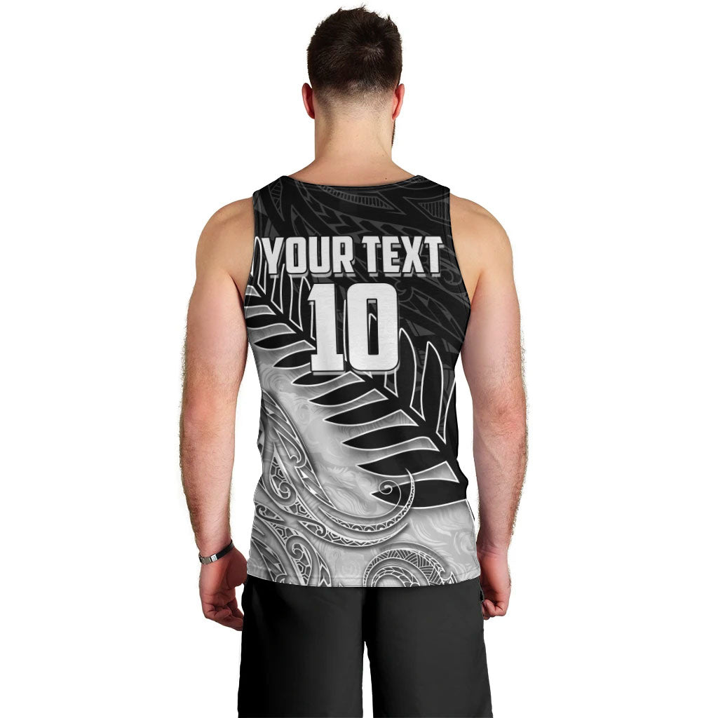 Personalized New Zealand Football Men Tank Top Kiwi Mascot with Silver Fern - Maori Tribal Tattoo Art