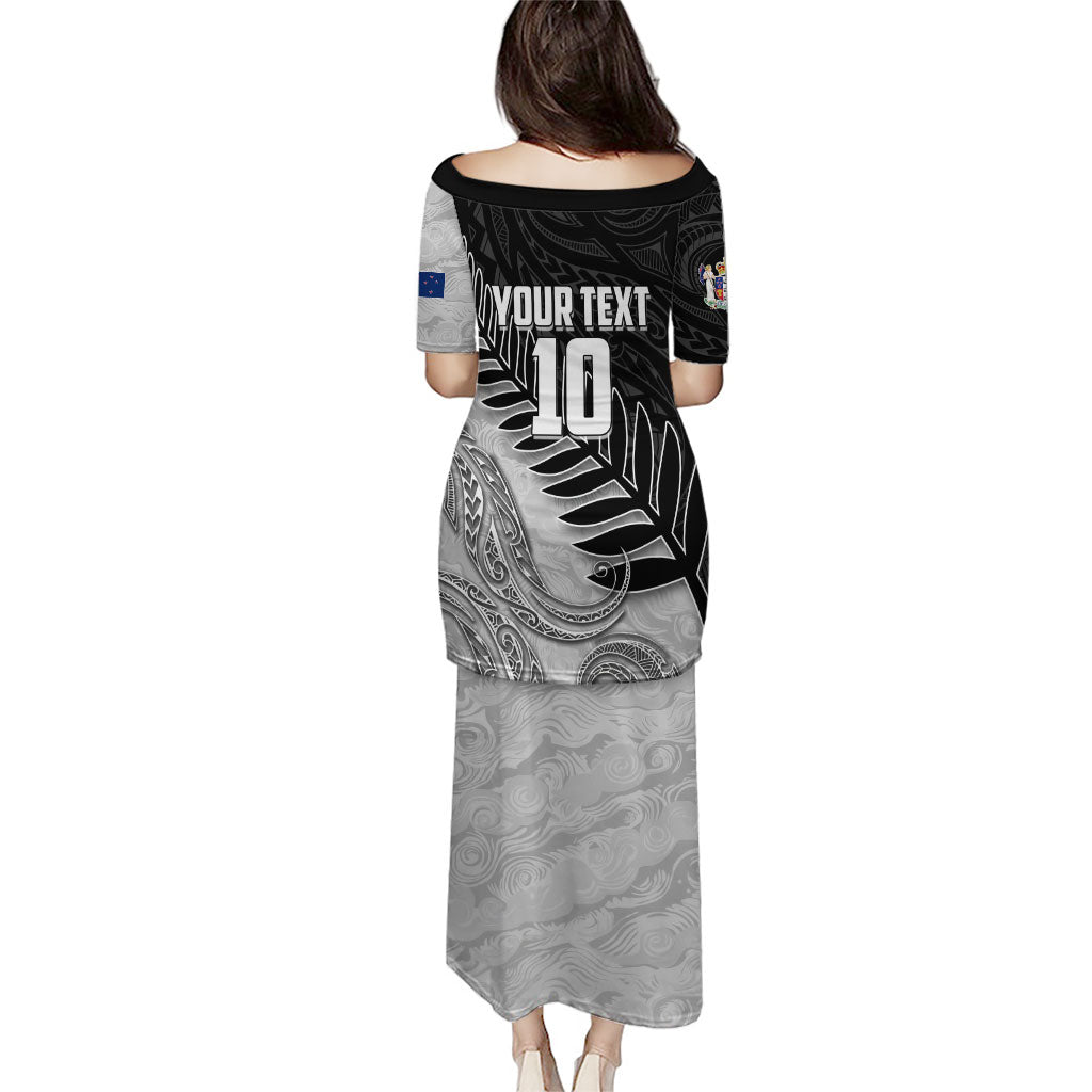 Personalized New Zealand Football Puletasi Kiwi Mascot with Silver Fern - Maori Tribal Tattoo Art