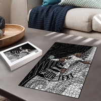 Personalized New Zealand Football Puzzle Kiwi Mascot with Silver Fern - Maori Tribal Tattoo Art