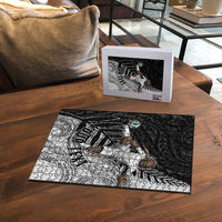 Personalized New Zealand Football Puzzle Kiwi Mascot with Silver Fern - Maori Tribal Tattoo Art