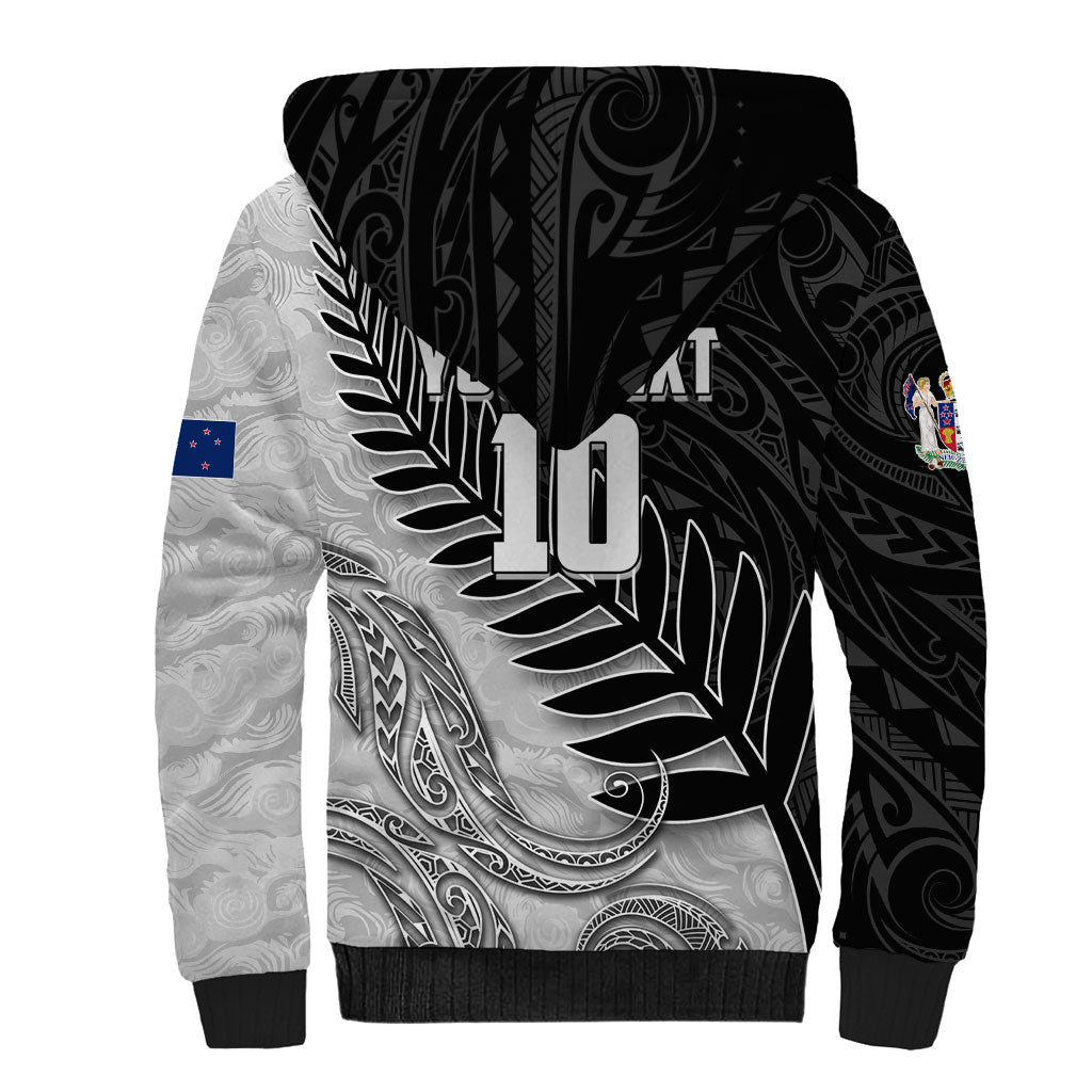 Personalized New Zealand Football Sherpa Hoodie Kiwi Mascot with Silver Fern - Maori Tribal Tattoo Art TS04 - Polynesian Pride