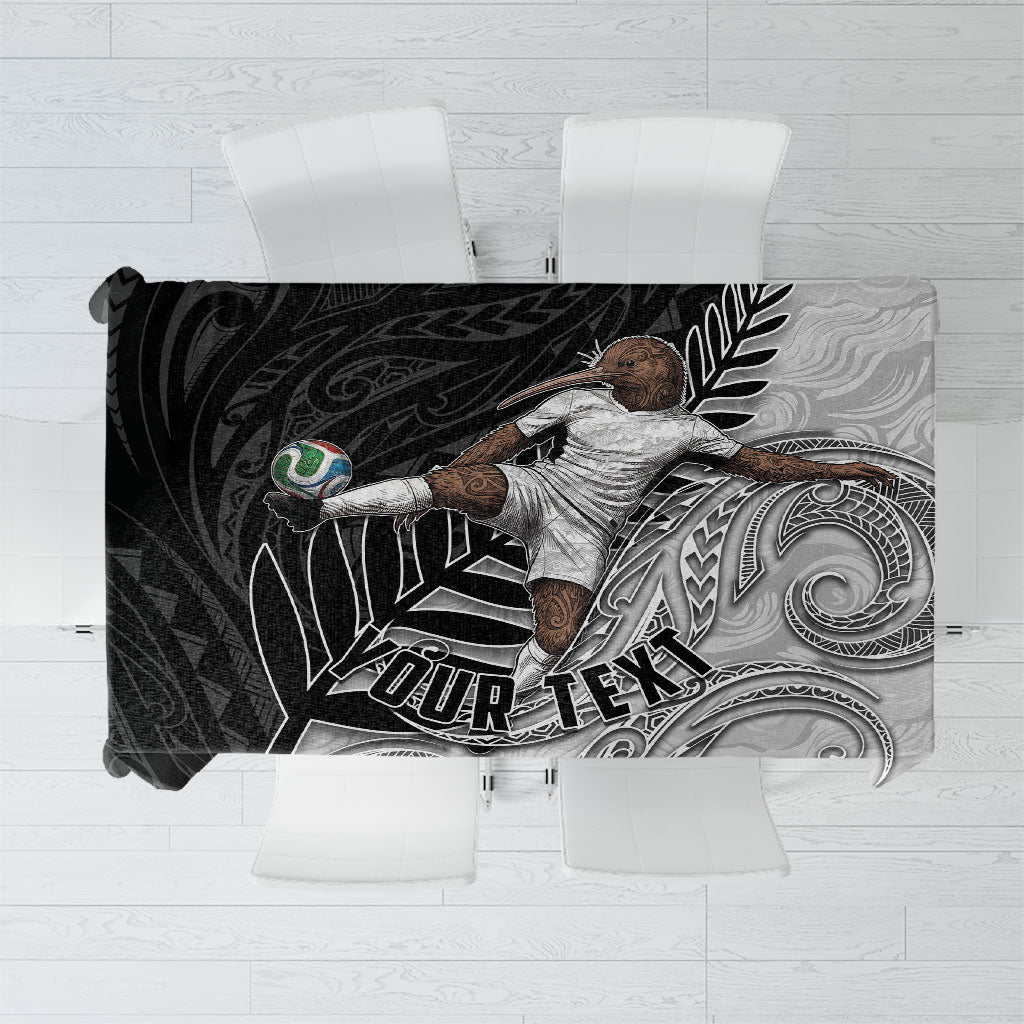 Personalized New Zealand Football Tablecloth Kiwi Mascot with Silver Fern - Maori Tribal Tattoo Art