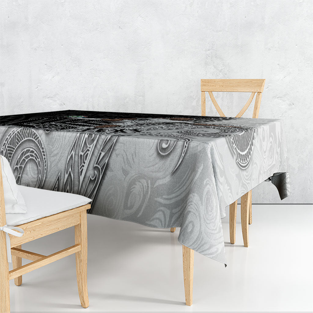 Personalized New Zealand Football Tablecloth Kiwi Mascot with Silver Fern - Maori Tribal Tattoo Art