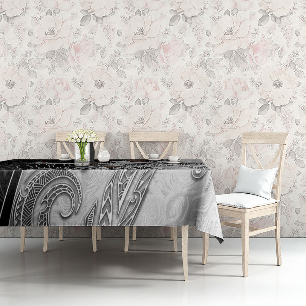 Personalized New Zealand Football Tablecloth Kiwi Mascot with Silver Fern - Maori Tribal Tattoo Art
