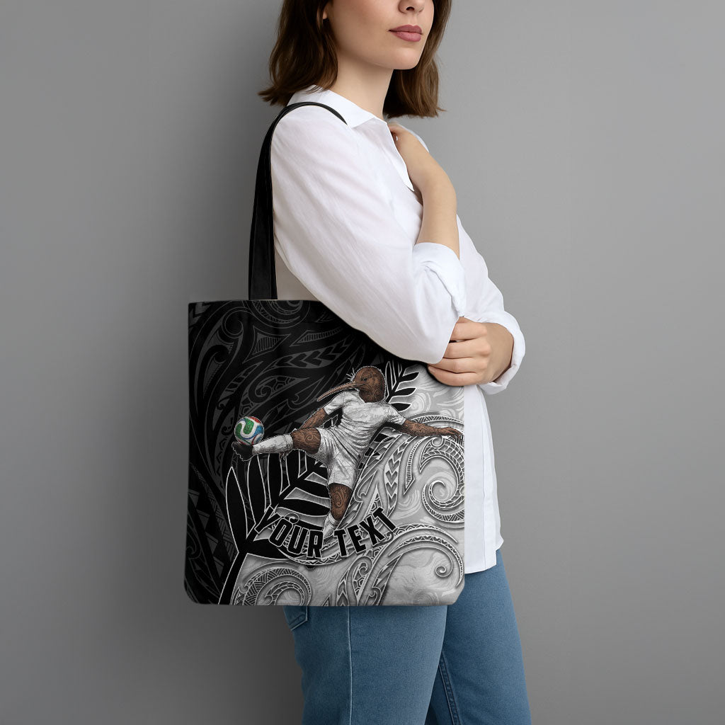 Personalized New Zealand Football Tote Bag Kiwi Mascot with Silver Fern - Maori Tribal Tattoo Art TS04 - Polynesian Pride