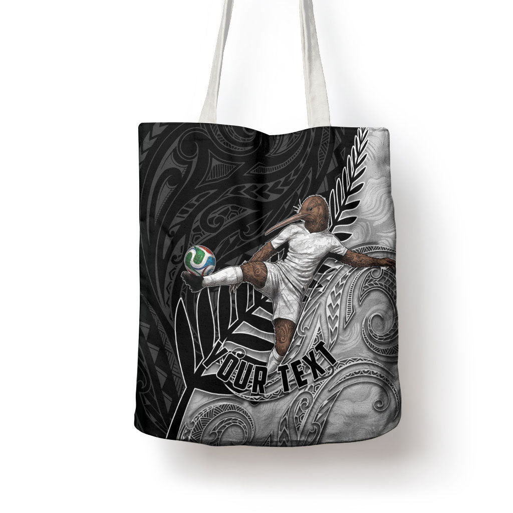 Personalized New Zealand Football Tote Bag Kiwi Mascot with Silver Fern - Maori Tribal Tattoo Art TS04 - Polynesian Pride