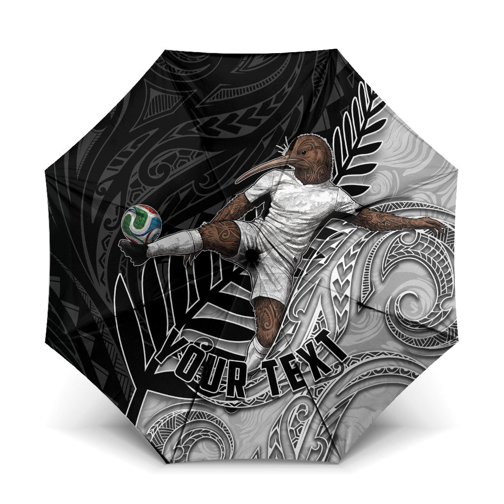 Personalized New Zealand Football Umbrella Kiwi Mascot with Silver Fern - Maori Tribal Tattoo Art