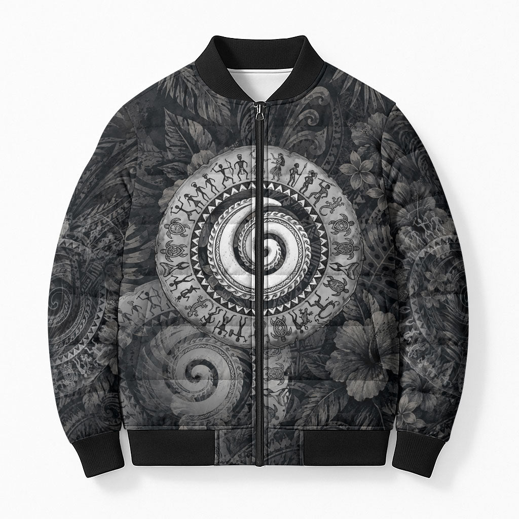 Hawaiian Piko Bomber Puffer Jacket Cultural Anchor Connect Your Roots Ocean Waves