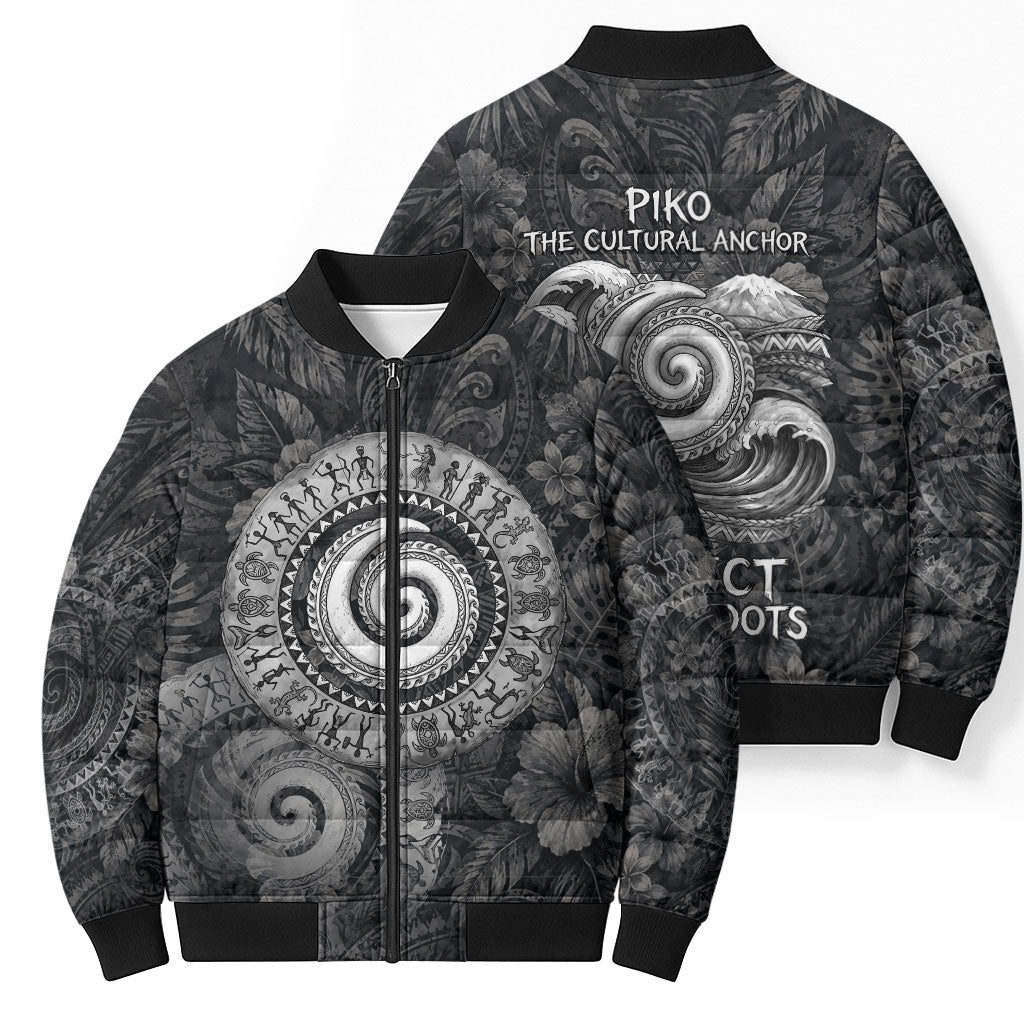 Hawaiian Piko Bomber Puffer Jacket Cultural Anchor Connect Your Roots Ocean Waves TS04 - Polynesian Pride