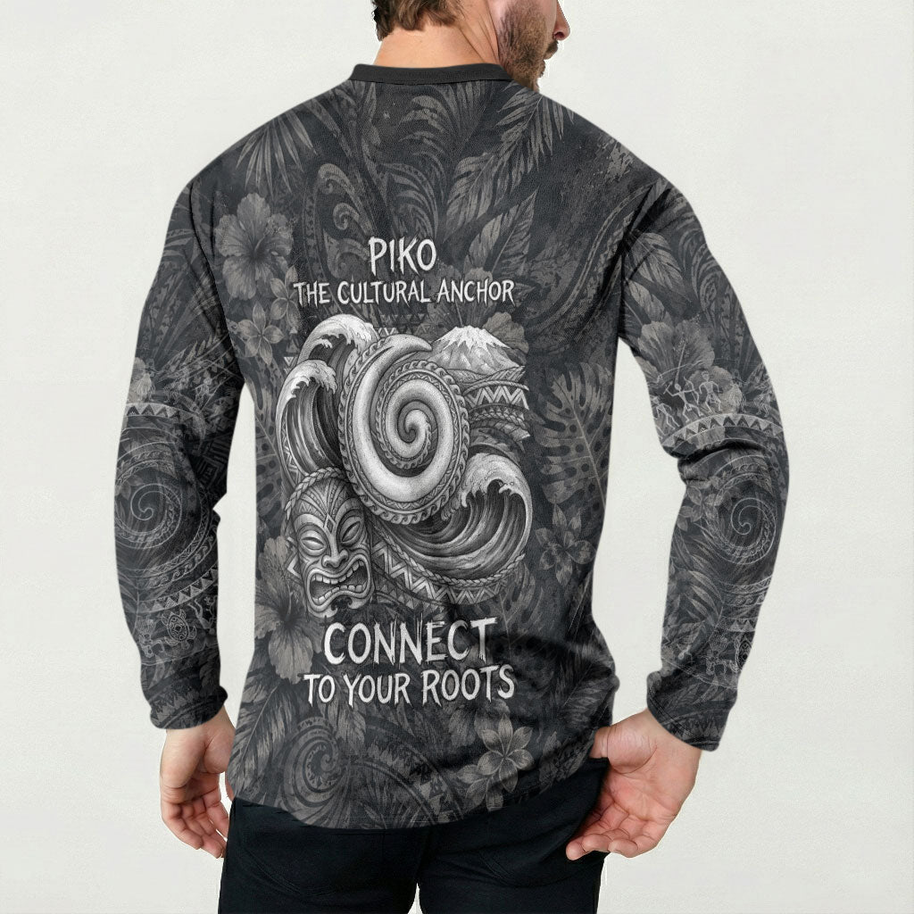 Hawaiian Piko Button Sweatshirt Cultural Anchor Connect Your Roots Ocean Waves TS04 - Polynesian Pride