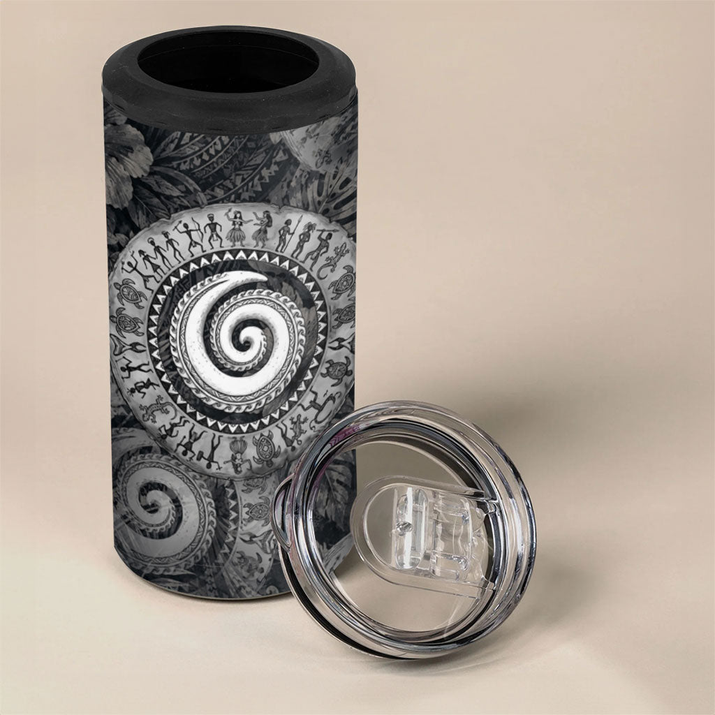 Hawaiian Piko 4 in 1 Can Cooler Tumbler Cultural Anchor Connect Your Roots Ocean Waves