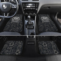Hawaiian Piko Car Mats Cultural Anchor Connect Your Roots Ocean Waves TS04 Set 4pcs Black Grey - Polynesian Pride