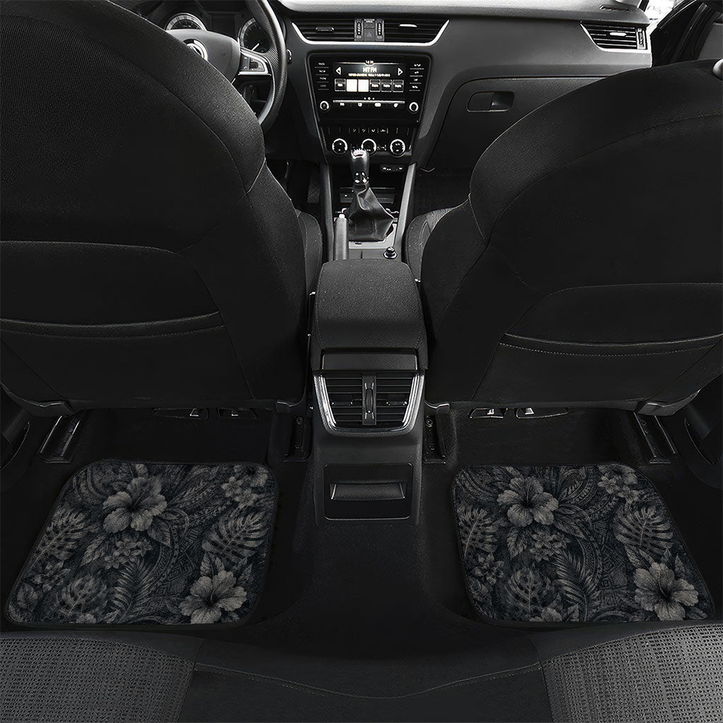 Hawaiian Piko Car Mats Cultural Anchor Connect Your Roots Ocean Waves TS04 Set 2pcs - Back Black Grey - Polynesian Pride