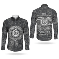 Hawaiian Piko Couples Matching Long Sleeve Bodycon Dress and Long Sleeve Button Shirt Cultural Anchor Connect Your Roots Ocean Waves TS04 - Polynesian Pride