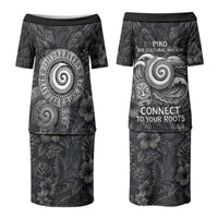 Hawaiian Piko Couples Matching Puletasi and Hawaiian Shirt Cultural Anchor Connect Your Roots Ocean Waves TS04 - Polynesian Pride