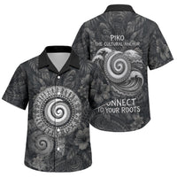 Hawaiian Piko Family Matching Puletasi and Hawaiian Shirt Cultural Anchor Connect Your Roots Ocean Waves TS04 Son's Shirt Black Grey - Polynesian Pride