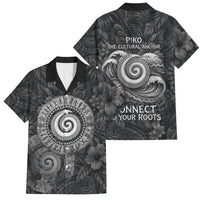 Hawaiian Piko Family Matching Tank Maxi Dress and Hawaiian Shirt Cultural Anchor Connect Your Roots Ocean Waves TS04 Dad's Shirt - Short Sleeve Black Grey - Polynesian Pride