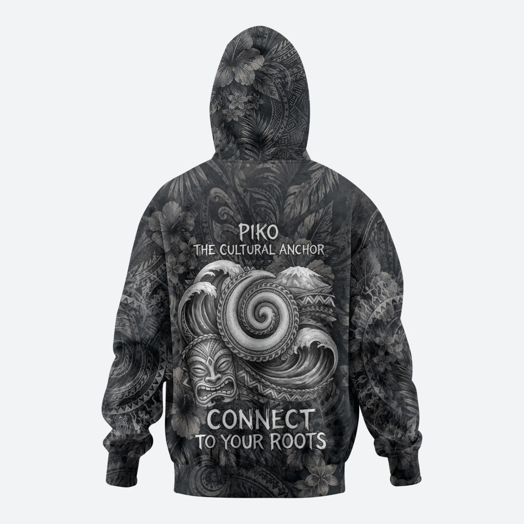 Hawaiian Piko Hoodie Cultural Anchor Connect Your Roots Ocean Waves