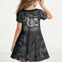 Hawaiian Piko Kid Short Sleeve Dress Cultural Anchor Connect Your Roots Ocean Waves TS04 - Polynesian Pride
