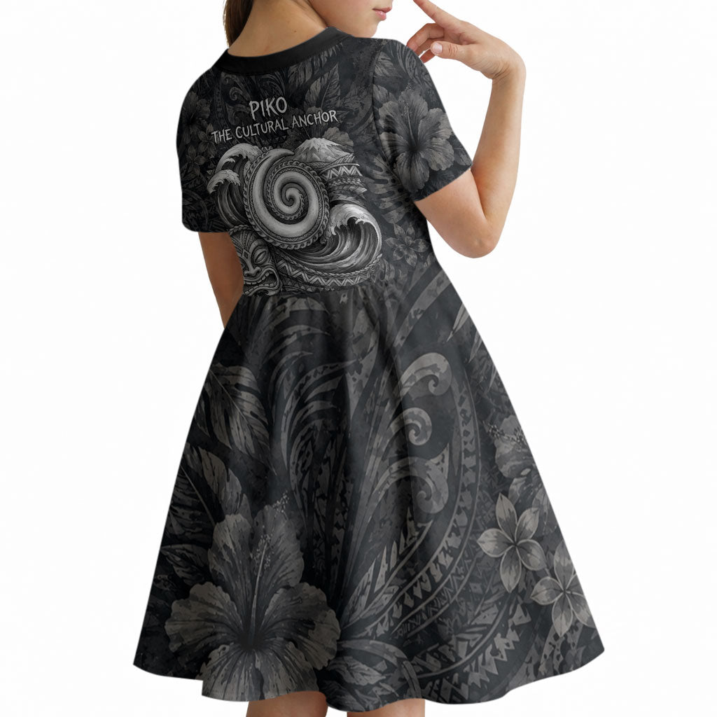 Hawaiian Piko Kid Short Sleeve Dress Cultural Anchor Connect Your Roots Ocean Waves TS04 - Polynesian Pride