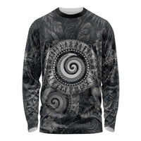 Hawaiian Piko Long Sleeve Shirt Cultural Anchor Connect Your Roots Ocean Waves TS04 Unisex Black Grey - Polynesian Pride