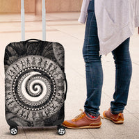 Hawaiian Piko Luggage Cover Cultural Anchor Connect Your Roots Ocean Waves TS04 Black Grey - Polynesian Pride
