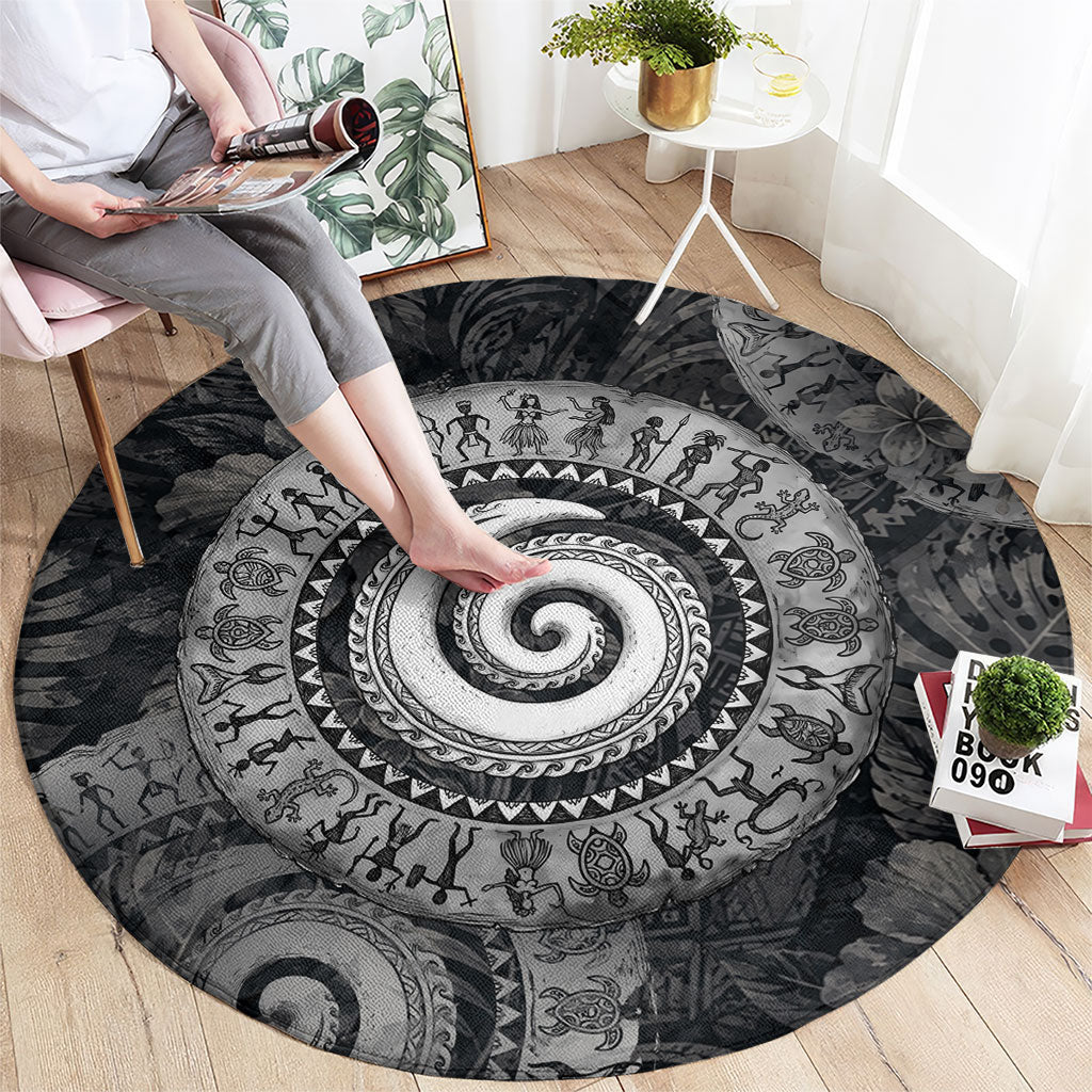 Hawaiian Piko Round Carpet Cultural Anchor Connect Your Roots Ocean Waves TS04 - Polynesian Pride
