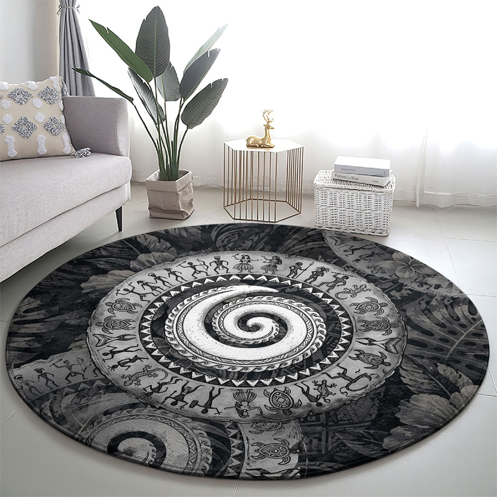 Hawaiian Piko Round Carpet Cultural Anchor Connect Your Roots Ocean Waves TS04 - Polynesian Pride