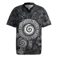 Hawaiian Piko Rugby Jersey Cultural Anchor Connect Your Roots Ocean Waves TS04 Black Grey - Polynesian Pride