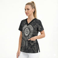 Hawaiian Piko Scrub Top Cultural Anchor Connect Your Roots Ocean Waves TS04 - Polynesian Pride