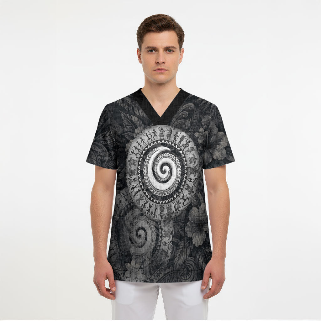 Hawaiian Piko Scrub Top Cultural Anchor Connect Your Roots Ocean Waves TS04 - Polynesian Pride