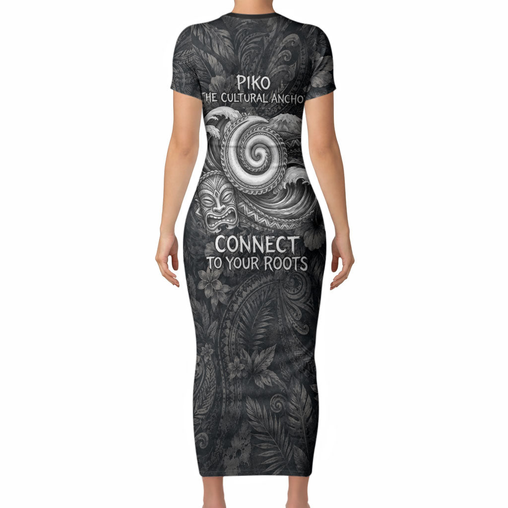Hawaiian Piko Short Sleeve Bodycon Dress Cultural Anchor Connect Your Roots Ocean Waves TS04 - Polynesian Pride