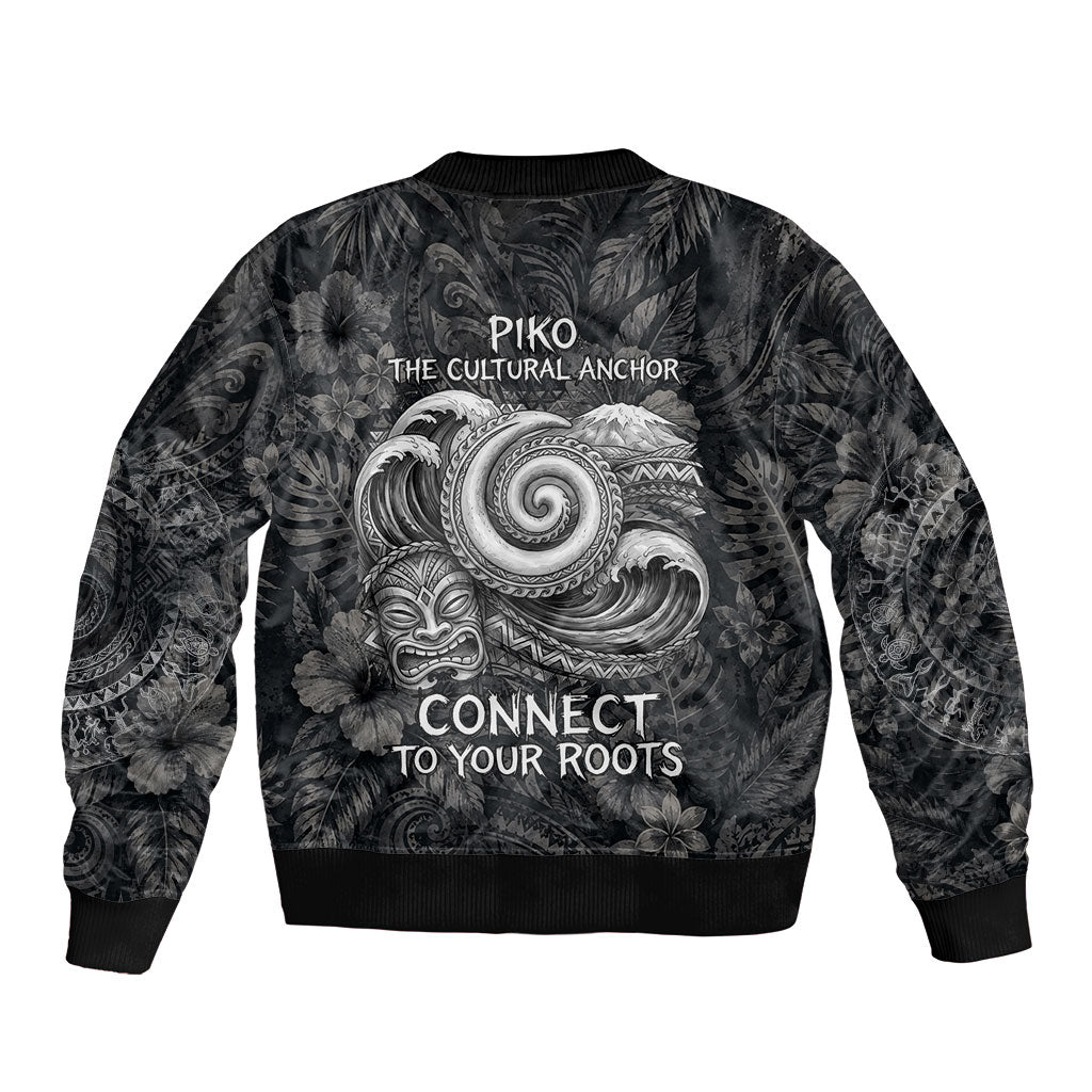 Hawaiian Piko Sleeve Zip Bomber Jacket Cultural Anchor Connect Your Roots Ocean Waves TS04 - Polynesian Pride