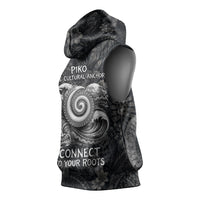 Hawaiian Piko Sleeveless Hoodie Cultural Anchor Connect Your Roots Ocean Waves