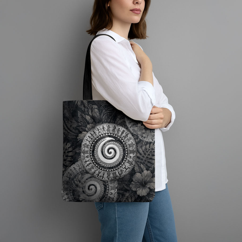 Hawaiian Piko Tote Bag Cultural Anchor Connect Your Roots Ocean Waves TS04 - Polynesian Pride