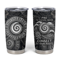 Hawaiian Piko Tumbler Cup Cultural Anchor Connect Your Roots Ocean Waves TS04 Black Grey - Polynesian Pride