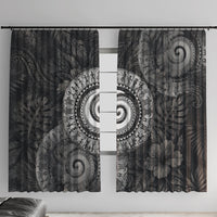 Hawaiian Piko Window Curtain Cultural Anchor Connect Your Roots Ocean Waves TS04 With Hooks Black Grey - Polynesian Pride