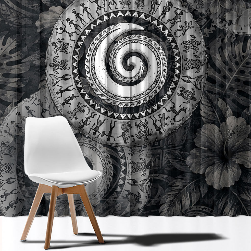 Hawaiian Piko Window Curtain Cultural Anchor Connect Your Roots Ocean Waves TS04 - Polynesian Pride