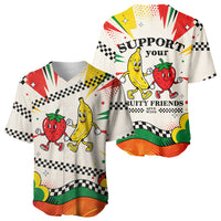 Support Your Fruity Friends Love Wins Gay Pride Baseball Jersey LGBTQ Retro 30s Cartoon Checkered
