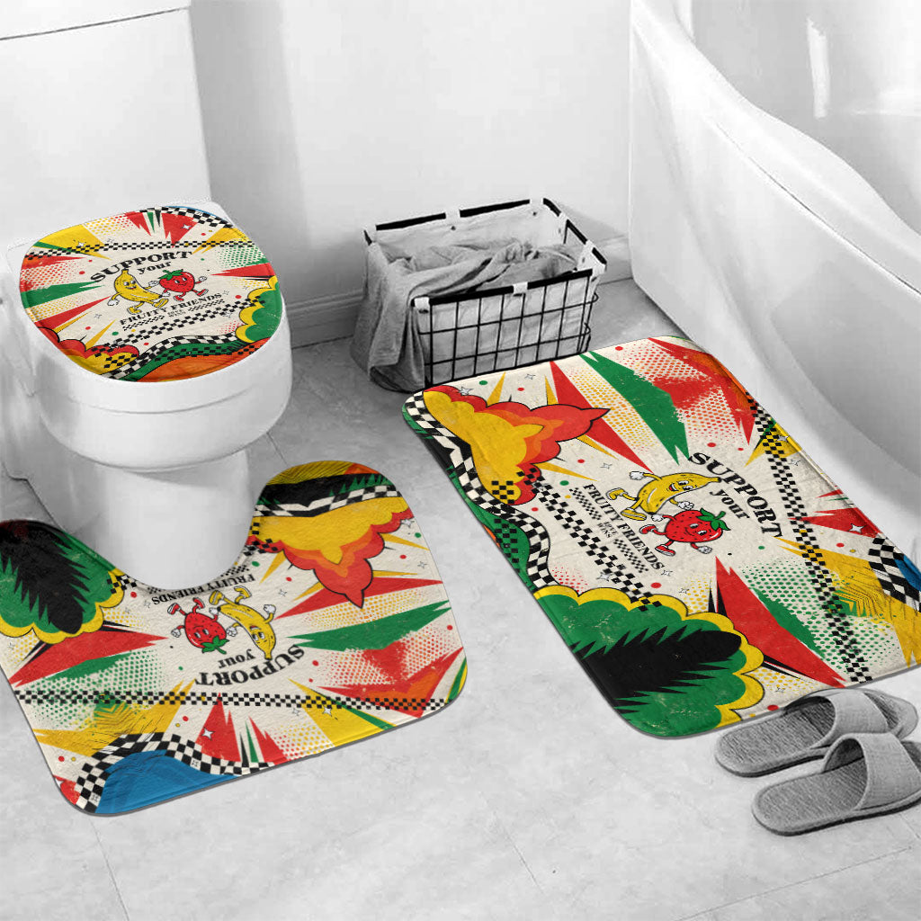 Support Your Fruity Friends Love Wins Gay Pride Bathroom Set LGBTQ Retro 30s Cartoon Checkered