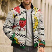 Support Your Fruity Friends Love Wins Gay Pride Bomber Puffer Jacket LGBTQ Retro 30s Cartoon Checkered