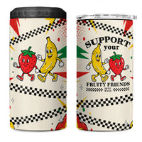 Support Your Fruity Friends Love Wins Gay Pride 4 in 1 Can Cooler Tumbler LGBTQ Retro 30s Cartoon Checkered