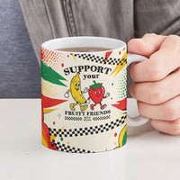 Support Your Fruity Friends Love Wins Gay Pride Ceramic Mug LGBTQ Retro 30s Cartoon Checkered